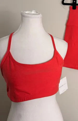Beyond Yoga Spacedye Racerback Bra and High Waisted Biker Short Set Coral Large thumbnail 1