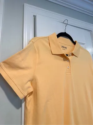 NWOT Lands End Size L Pale Yellow Short Sleeve Cotton Collared Polo Shirt thumbnail 3