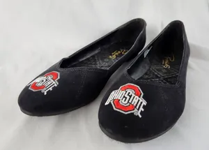 Primus Campus Ohio State OSU Shoes Flats Womens Sz 10 Slip On Black‎ Faux Suede thumbnail 1