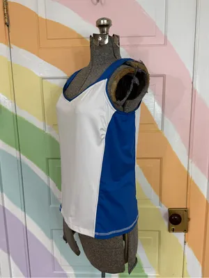 Tail Blue & White Cutout Back Sleeveless Performance Tank Top Sz Med 💚🍄 thumbnail 3