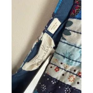 Free People Anthropologie Let me Be Patchwork Top Med Floral Boho V-Neck Tie Back thumbnail 7