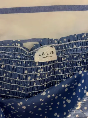 Lelis Blue and white polka dot strapless top thumbnail 4