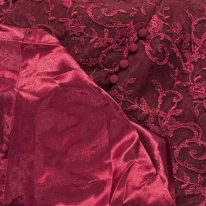 NWT Wedding Dress Gown Dark Romance Whimsigoth Boho Lace Floral Maroon Medium thumbnail 2