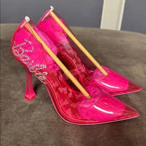 Barbie x ALDO Barbiestessy Collection Pink Translucent Pointed Toe Pumps 7 NEW thumbnail 6