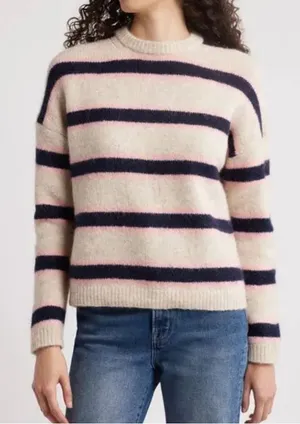 BODEN Fluffy Stripe Jumper sweater mohair wool‎ blend sz XS thumbnail 1