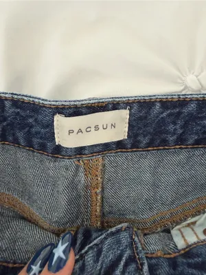PacSun Women's Dark Blue high rise festival shorts thumbnail 3