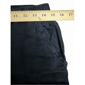 Match Point Pants Womens Medium 100% Linen Straight Leg Black Pockets #III11-1 thumbnail 5