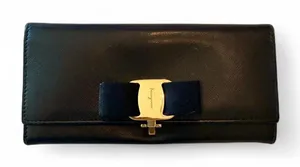 Salvatore Ferragamo Black Leather Long Wallet thumbnail 1
