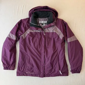 Columbia Interchange Jacket Womens Large Purple Hooded 3-in-1 Ski Hiking Shell thumbnail 2