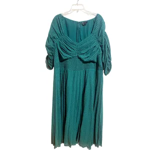 ASOS DESIGN Curve Midi Dress Womens 22 Green Excellent Ruched Chevron Smocked thumbnail 2