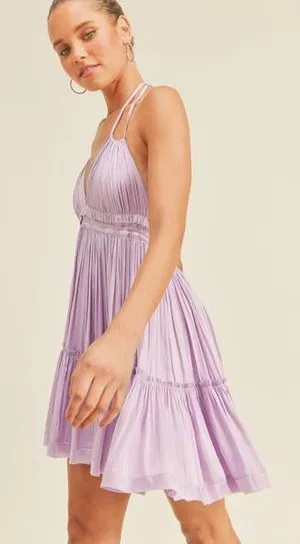 RESET by Jane Miranda Purple Ruffle Halter Mini Dress Small thumbnail 1