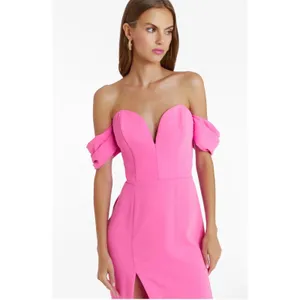 Amanda‎ Uprichard Victoria Pink Off Shoulder Midi Dress NWT L Barbiecore Wedding thumbnail 3