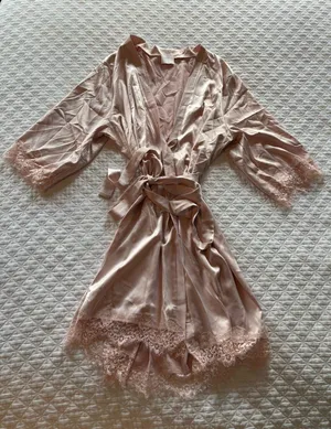 Women's Satin Lace Trim Robe thumbnail 1