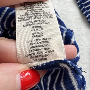 We The Free People S Small Hong Kong Henley Top Navy Striped Raw Hem Boho Beachy thumbnail 10