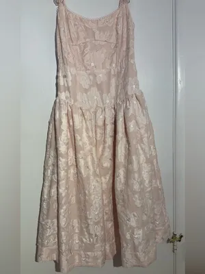 Anthropologie For Love & Lemons Pale Pink Florence Drop Waist Floral Midi Dress thumbnail 11