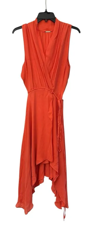 Rebecca Minkoff Wrap Midi Dress Orange‎ Size XS Sleeveless Open Sides C8-0 thumbnail 1