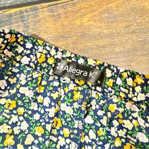 Allegra K Floral Maxi Ruffle Skirt - Black, Yellow, White thumbnail 4