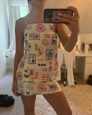 Marshalls White dress with printed accents thumbnail 1