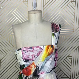 ASOS Floral One Shoulder Maxi Dress‎ in White Size 2 thumbnail 4