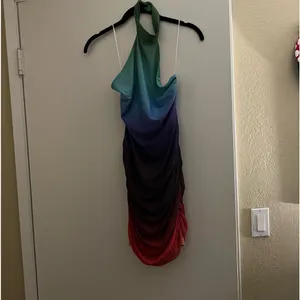 Hello Molly Multicolor Ombre Halter Mini Dress thumbnail 3