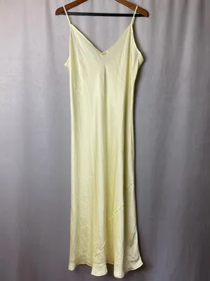 Aritzia Butter yellow lingerie inspired Slip Midi Dress Minimalist Luxury XL thumbnail 2