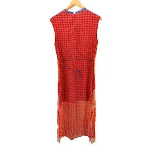 Tanvi Kedia Anthropologie Patchwork Beaded Maxi Dress Orange Red Size M AS IS thumbnail 7