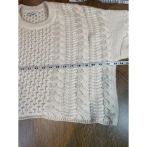 Naadam Wool Cashmere Cable Knit Cropped Sweater Cream Ivory Medium thumbnail 7