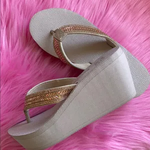 Stylish SO Beige Flip-Flops with Rhinestone Straps thumbnail 1