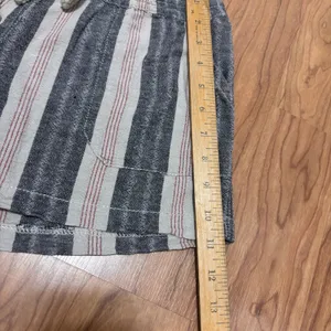 Striped Linen Blend‎ Shorts Juniors XL Grey Cream Red Coastal Beach Boho Casual thumbnail 8