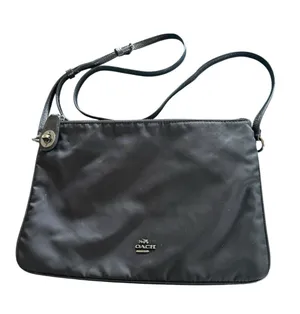 Coach Cross Body Crossbody Handbag Black Nylon Multiple Zip Up Compartment 11X7 thumbnail 1