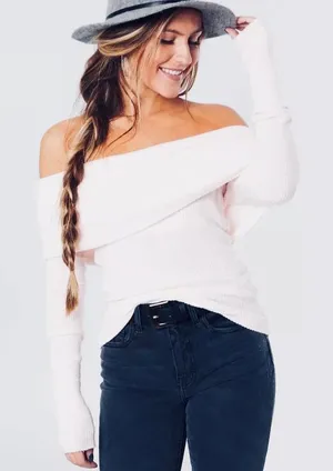 We The Free Snowbunny Off The Shoulder Top In White - Size S thumbnail 1