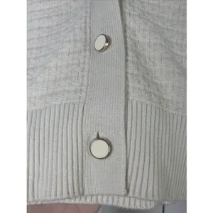 Truth by Republic Puff Sleeve Cardigan Womens‎ Size M Cream Knit Sweater Classic thumbnail 3