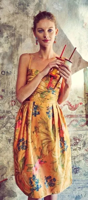Anthropologie James Coviello Botanica Floral Cocktail Dress Women Size 10 thumbnail 1