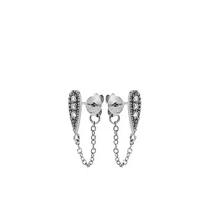 NEW Women's 14k‎ White Gold Filled Diamond Teardrop Chain Stud Earrings thumbnail 2