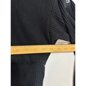 Alo Yoga Muse Hoodie Black Ribbed Knit Cropped‎ Athleisure Pullover Sporty M thumbnail 5