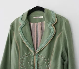 Misomiso Vintage Y2K Linen Bead Embroidered Jacket thumbnail 5