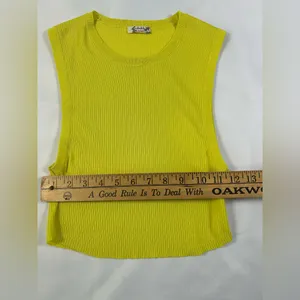 Free People Muscle Up Crop Tank Top In Lime Soda Yellow Size Small thumbnail 4