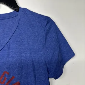 New York Giants Women's T-Shirt NFL Big Blue Football Tee Blue V-Neck Medium thumbnail 5