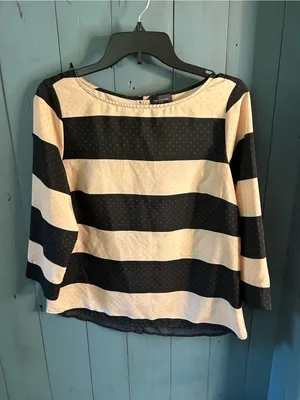 The Limited Striped Black and Pink 3/4 Sleeve Women's Blouse - Size Medium Vtg thumbnail 5