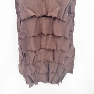 Zara Womens Brown Tiered Ruffle Raw Hem Avant Garde Boho Midi‎ Dress Size L thumbnail 4