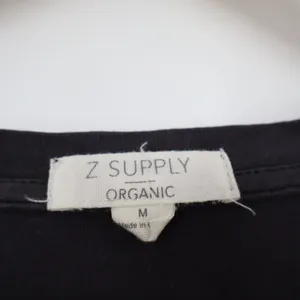 Z Supply Organic T-Shirt Womens Medium Black Cotton Long Sleeve Henley Neck thumbnail 2