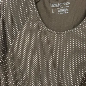 Latched Mama Brown Polka Dot Nursing Maternity‎ Midi Dress Large 3/4 Sleeve thumbnail 3