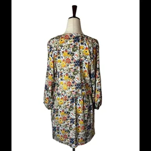 QMack Yellow Floral Print‎ V Neck Elastic Waist Blouson Mini Dress Size XS thumbnail 3