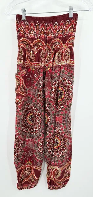 Earthbound Trading Co. Women's Burgundy Boho Jogger‎ Pants Size Small thumbnail 1