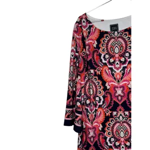 JH Womens Dress Shift Midi Long Sleeve Paisley Lined‎ Stretch Crew Neck Medium thumbnail 3