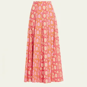 NWT FIGUE hayden Maxi skirt in batik floral raspberry print size 8 $498 cotton thumbnail 4