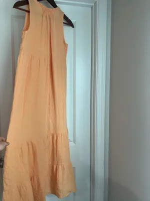 Lauren Lane Sonoma Dress Pink Peasant Ruffle Sleeveless Tiered Maxi thumbnail 2