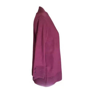 Evolution by Cyrus Myna Cardigan Small Burgundy Open Front Button Sleeve NWOT thumbnail 4