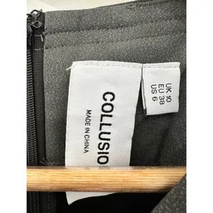 Collusion Asos Faux Leather‎ Mini Dress Grey Washed Sleeveless Shift US 6 Party thumbnail 4