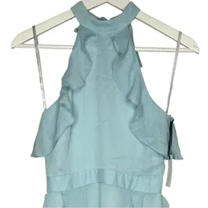 NWT Lovers + Friends Ruffle Halter Maxi Dress Baby Blue XS thumbnail 6